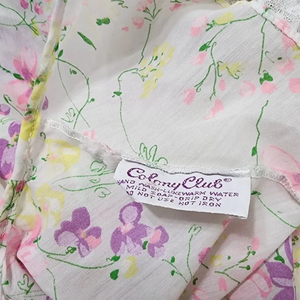 Vintage Colony Club Nightgown S Oversized Floral Lace Cottagecore Granny